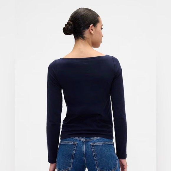 NWT | GAP Stretch Jersey Boatneck T-Shirt | Deep True Navy Blue XL | MSRP $29.99 - Picture 2 of 6